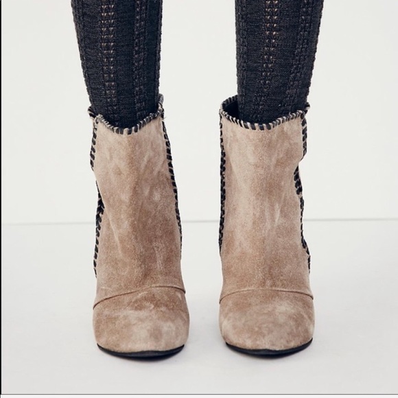 Distressed Stitched Boho Wedge Boots - Picture 3 of 5